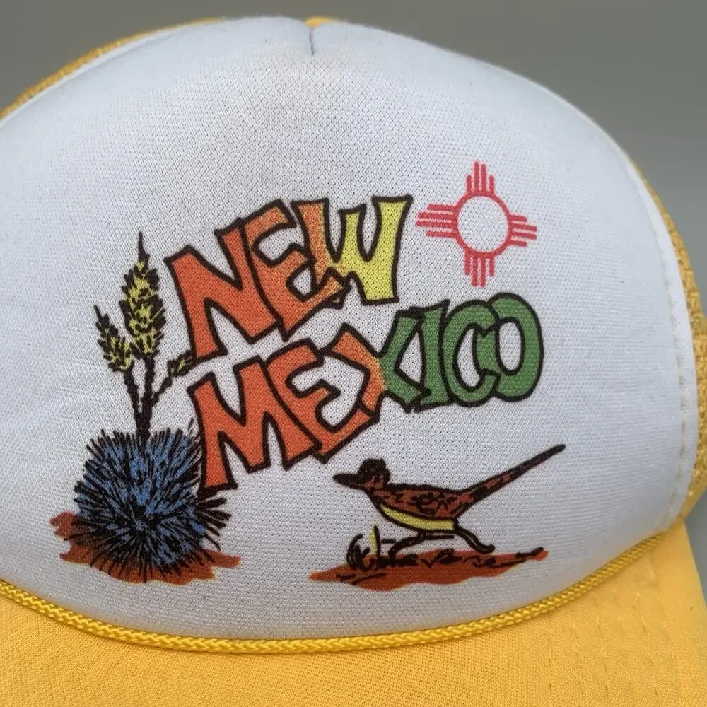 Vintage Trucker Hat New Mexico Yellow Mesh Snapback Desert Southwest